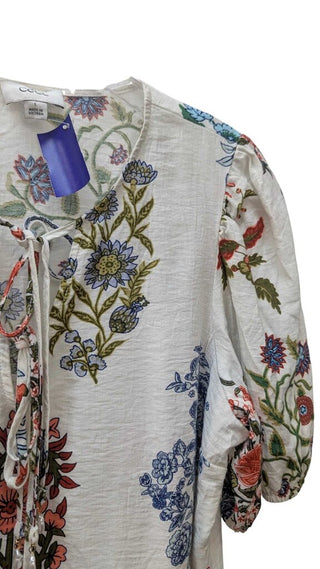 Floral Short Puff Sleeve Peplum