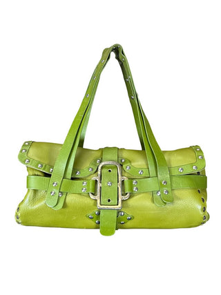 Studded leather shoulder bag