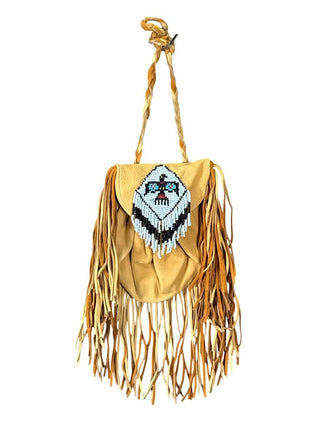 Hand beaded deerskin medicine bag/Thunderbird