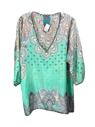 Silk patterned v neck