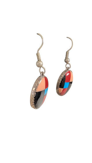 SS Inlay Oval Earrings