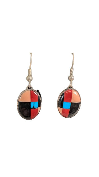 SS Inlay Oval Earrings