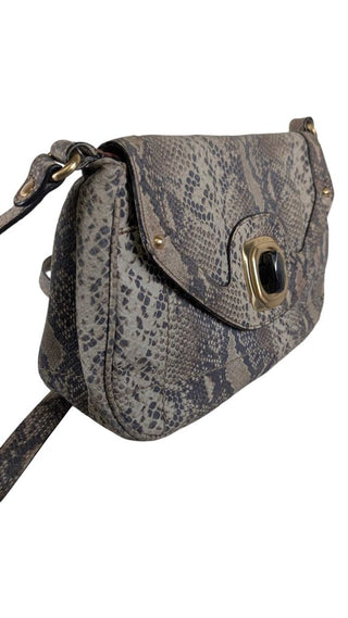 Leather Snakeskin Embossed Flap Crossbody