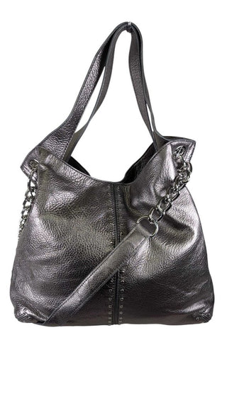 Metallic Studded Large Tote Shoulder Bag