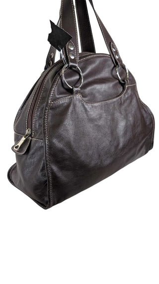 Leather Satchel Contrast Stitching