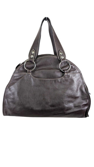 Leather Satchel Contrast Stitching