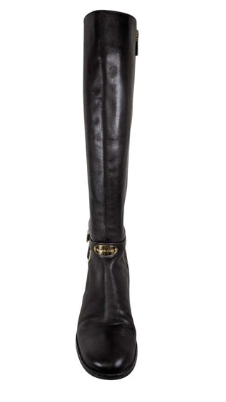Leather Riding Boot Gold Hardware