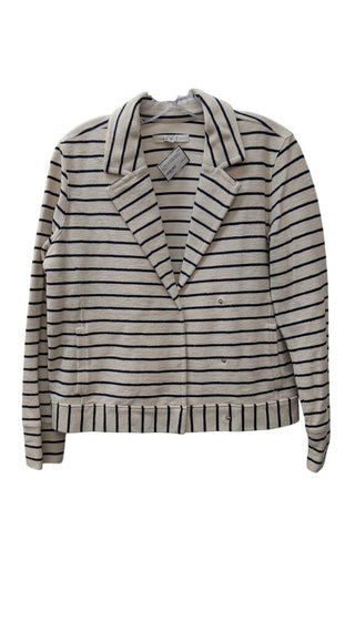 PETITE Striped Snap Front Sweatshirt Material