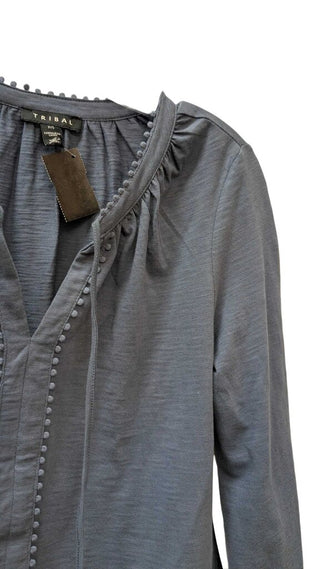 NWT Long Sleeve Split Neck w/ Tassel