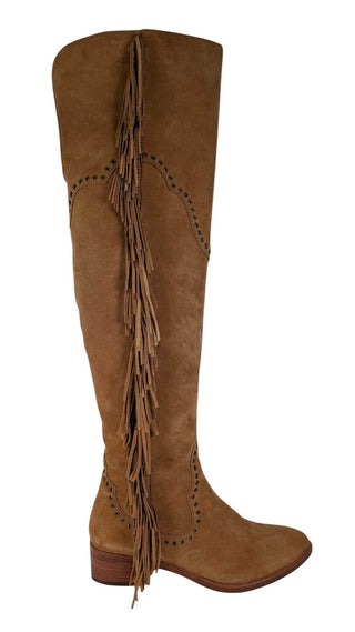 Leather Fringe Studded Boots