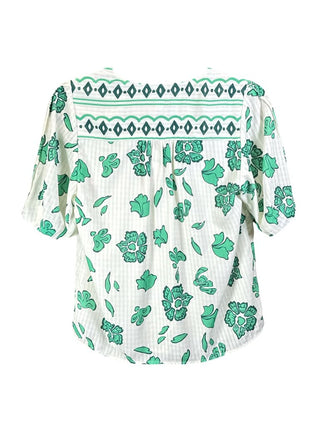 NWT Short Puff Sleeve Floral Blouse