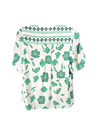 NWT Short Puff Sleeve Floral Blouse
