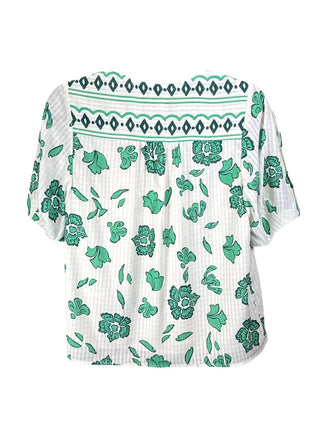 NWT Short Puff Sleeve Floral Blouse