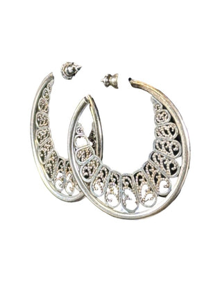 Sterling Filigree Hoop Earrings