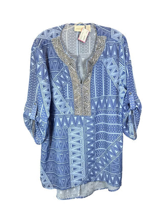 Print Beaded Neckline