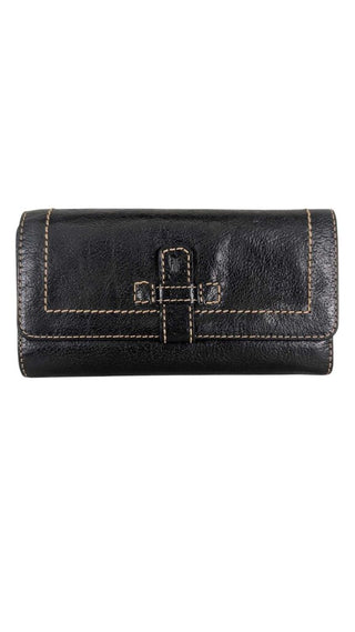 Pebbled Leather Flap Wallet
