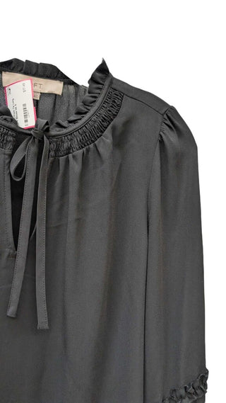 Front Tie Long Sleeve Blouse