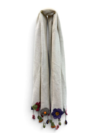 Alpaca Knit 3D Flower Scarf