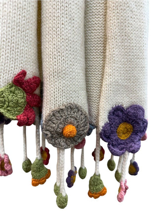 Alpaca Knit 3D Flower Scarf