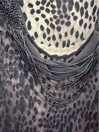 Lined Sheer Velvet Leopard Print/Beaded Maxi