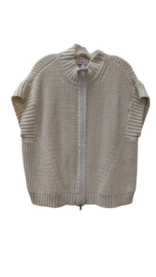 Short Sleeve Chunky Knit Zip Front