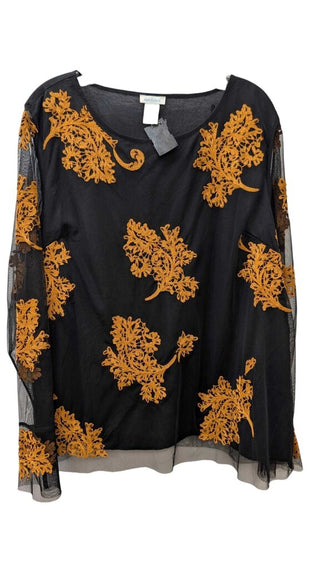 Long Sleeve Mesh & Floral Beads