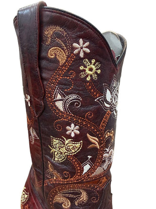 Gardenia Floral embroidered cowboy boots
