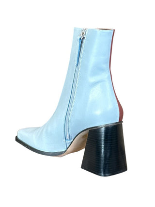 Italian Leather Two Tone Booties