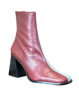 Italian Leather Two Tone Booties