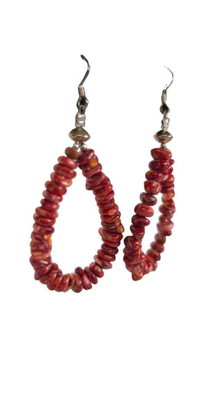 SS Stone Hoop Dangle Earrings