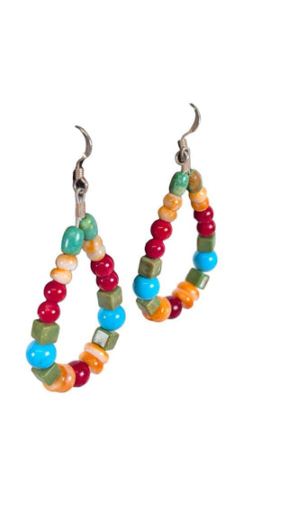 SS Stone Hoop Earrings