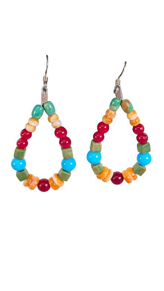 SS Stone Hoop Earrings