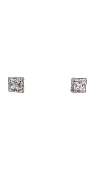 SS CZ Post Square Earrings