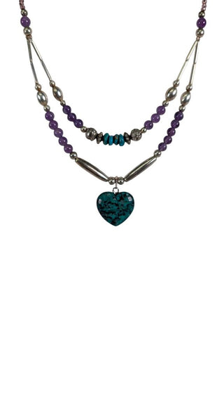 Not Silver Beaded Two Strand Necklace