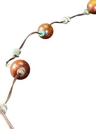 Wood & Turquoise Bead Necklace