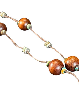 Wood & Turquoise Bead Necklace