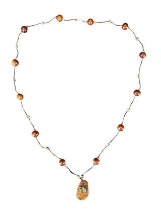 Wood & Turquoise Bead Necklace