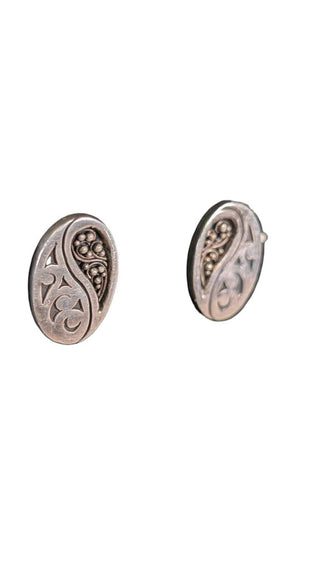 SS Post Engraved Oval Earrings