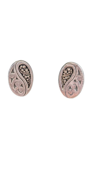 SS Post Engraved Oval Earrings