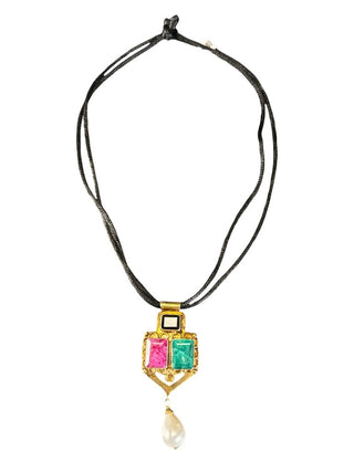 Brass? Stone Pendant on string