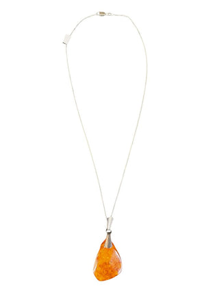 Sterling Amber Pendant Necklace
