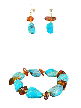 Stone Bracelet Earring Set