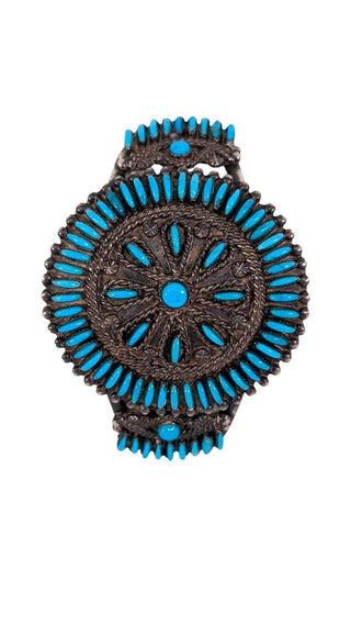Zuni Turquoise Needlepoint Cuff Signed Eva L. Wyaco