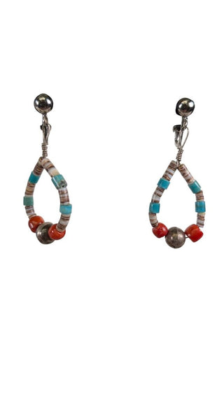 Sterling Heishi Stone Multi Strand Necklace w/Earrings