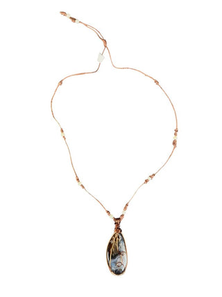 Wrapped stone/cord necklace