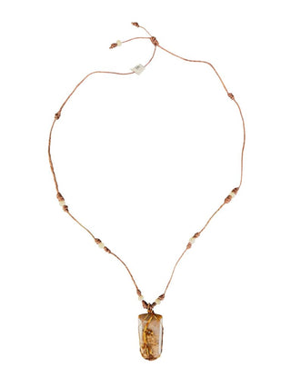 Wrapped stone cord necklace