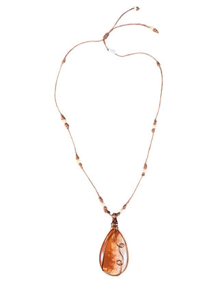 Wrapped stone cord necklace