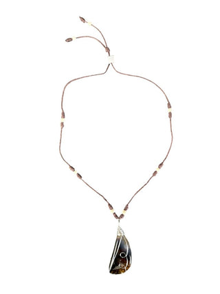 Wrapped stone/cord necklace