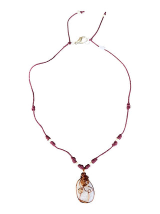Wrapped stone/cord necklace