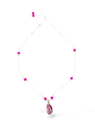 Wrapped ctone/cord necklace